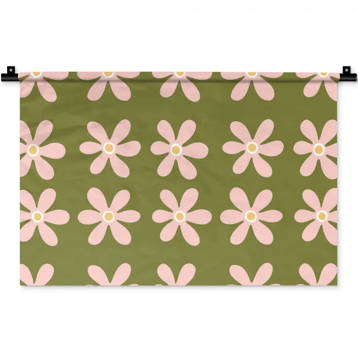 Bloem - Modern - Groen Wandkleed katoen klein 269 -zz3d