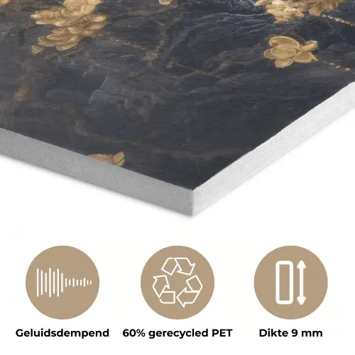 Bloemen - Takken - Goud - Sierlijk PET vilt klein -closeup_NL