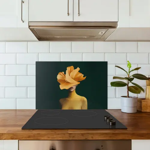 Vrouw - Hoed - Geel keuken achterwand spatscherm klein -sfeer2
