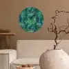 Blauw - Palmbladeren - Afsnijding Wandcirkel behangsticker klein 186 -sfeer1