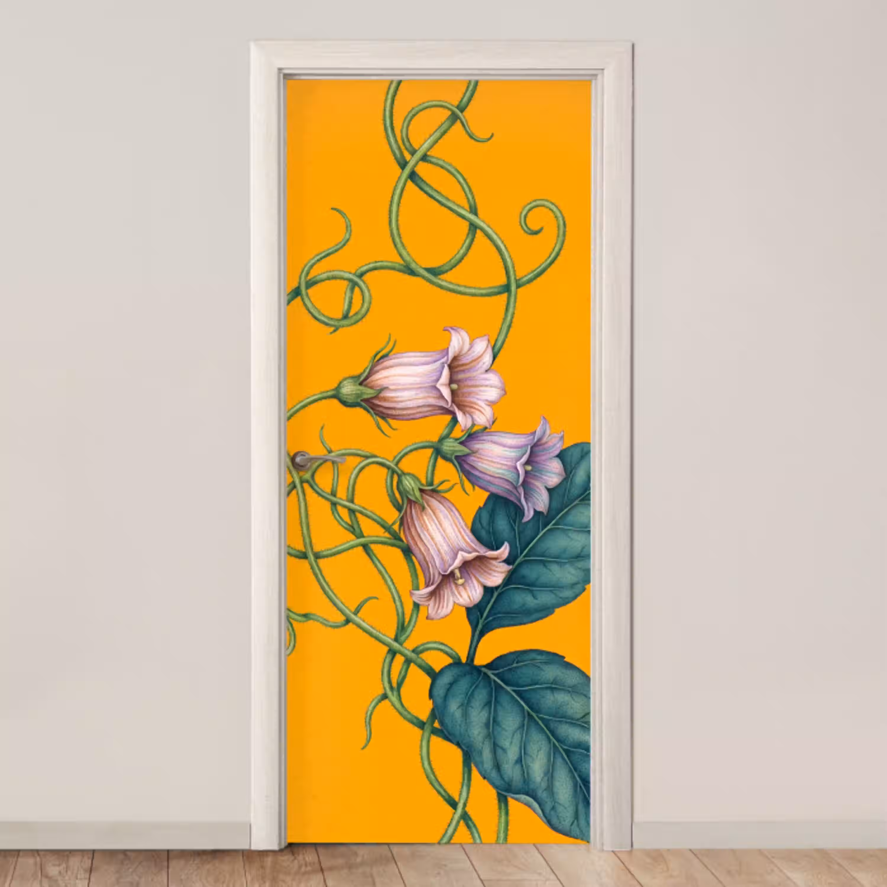 Bloemen - Botanisch - Geel deurposter klein -3d_beige