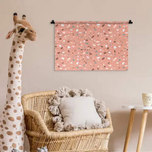 Terrazzo -  Patroon - Kleurrijk - Roze - Blauw Wandkleed katoen klein 269 -wsfeer5_kind