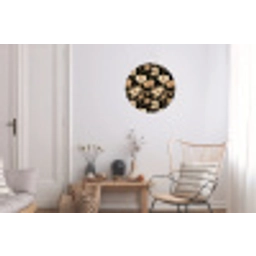 Orchideeën - Lijntekening - Patroon - Beige - Zwart Wandcirkel aluminium klein 190 -woonkamer