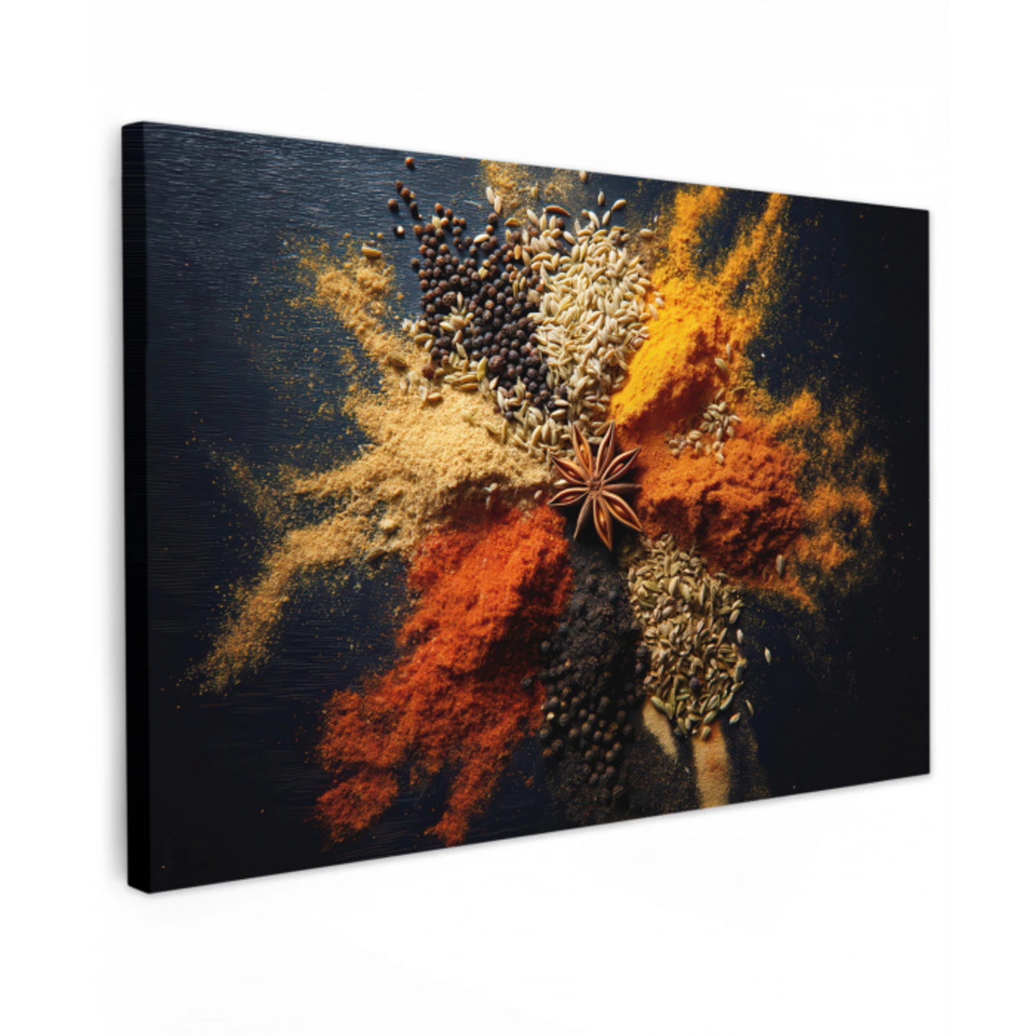 Specerijen - Explosie - Oranje Tuinposter op houten frame 2 cm dik klein -3d