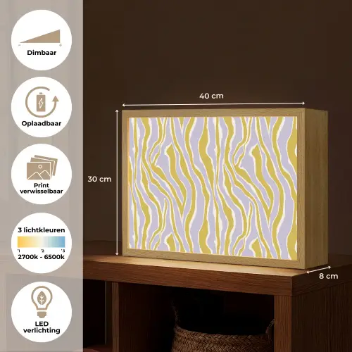 Zebra - Modern - Meerkleurig Light Box met batterij (Wandlamp) middel 907 -USP_websiteoverzichtNL