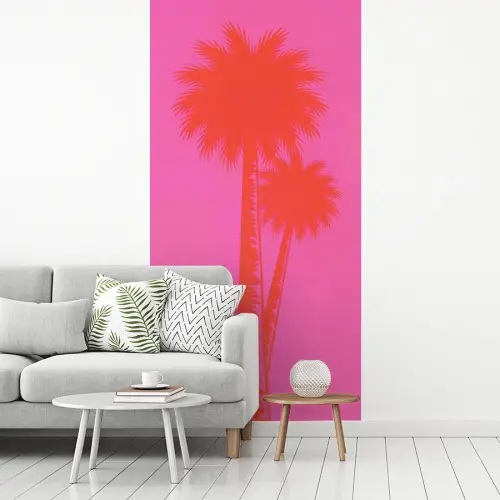 Palmbomen - Modern - Roze fotobehang vinyl groot -woonkamer