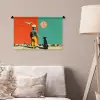 Retro - Jongen - Hond - Rood - Groen Wandkleed katoen klein -sfeer4