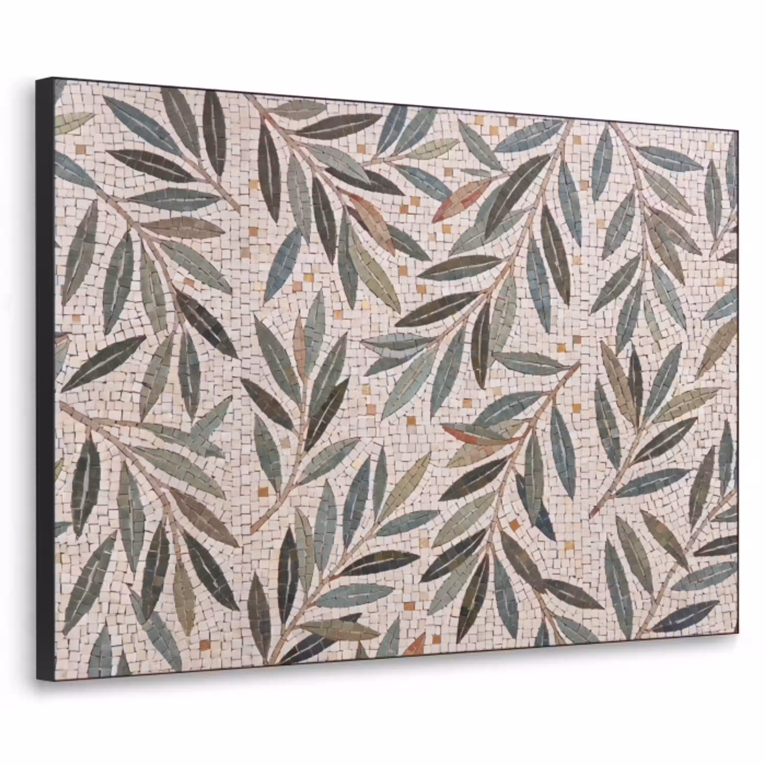 Plant - Blad - Mozaïek - Groen Textielframe zwart klein -3d