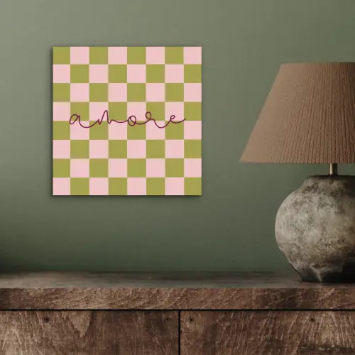 Patroon - Geblokt - Olijfgroen - Amore aluminium wit klein -sfeer2
