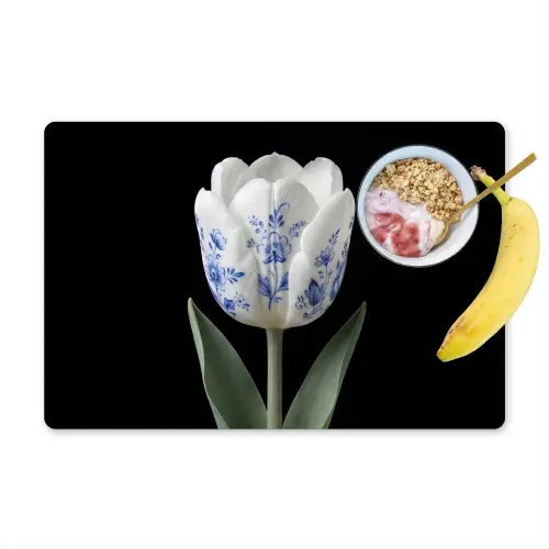 Tulp - Patroon - Blauw Placemat vinyl groot -zzzproduct_Kitchenyeah-website