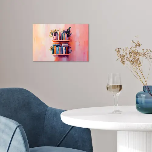 Planken - Boeken - Bladeren poster papier klein -sfeer3
