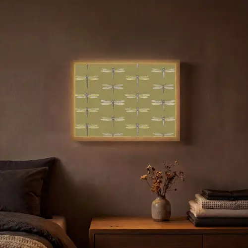 Libellen - Patroon - Groen Light Box met batterij (Wandlamp) middel 907 -sfeer4