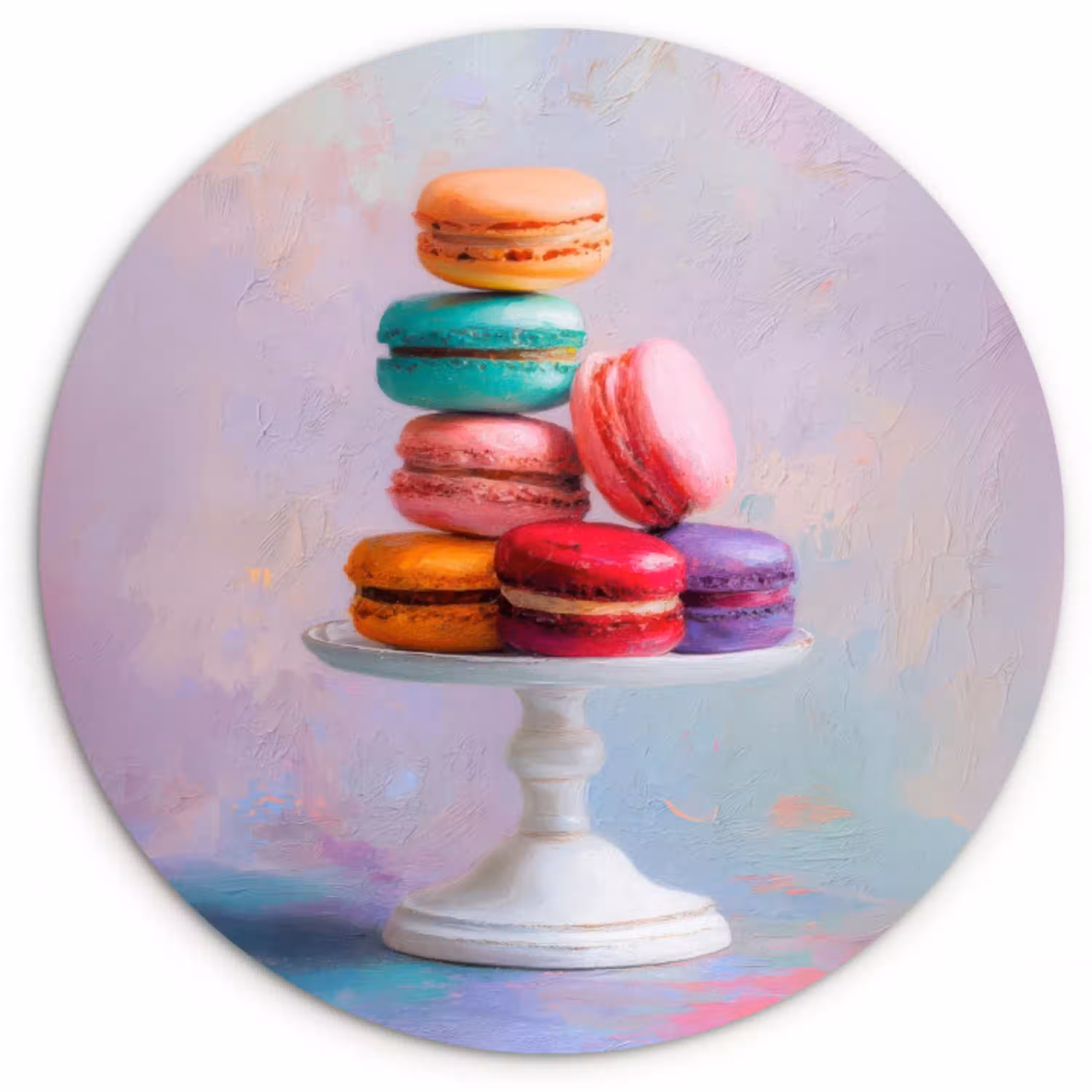 Macarons - Schaal - Pastel - Kleurrijk Wandcirkel plexiglas klein -3d