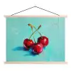 Kersen - Rood - Drie - Geverfd textielposter latten blank klein -3d