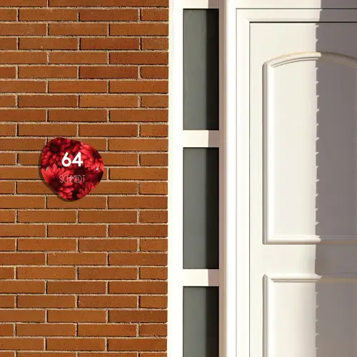 Rode bloemen - Modern Naambord Organisch middel -sfeer3