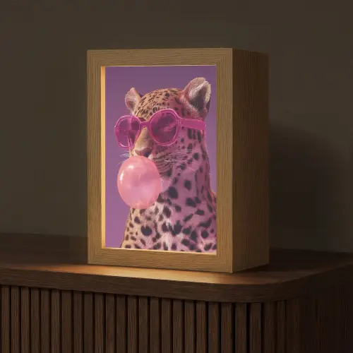 Panter - Zonnebril - Kauwgombel - Roze Light Box met kabel (Tafellamp) klein -z3d_website
