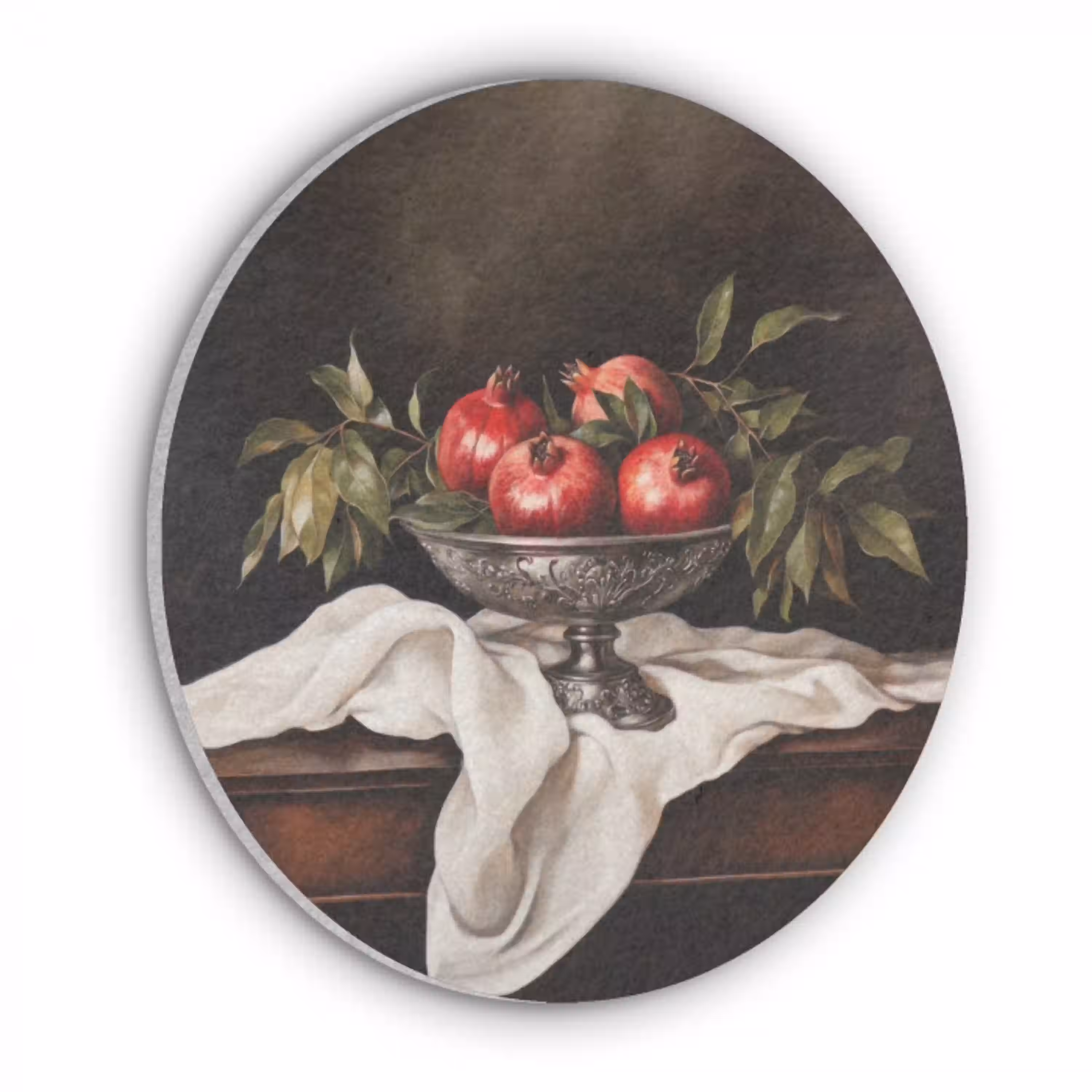 Granaatappels - Klassiek - Vintage Akoestische PET Vilt - Rond klein -3d