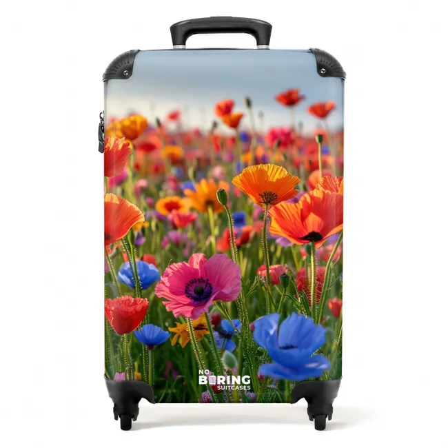 Veld met kleurrijke klaprozen NBS - Handbagage koffer - Unisex middel -productfoto_recht