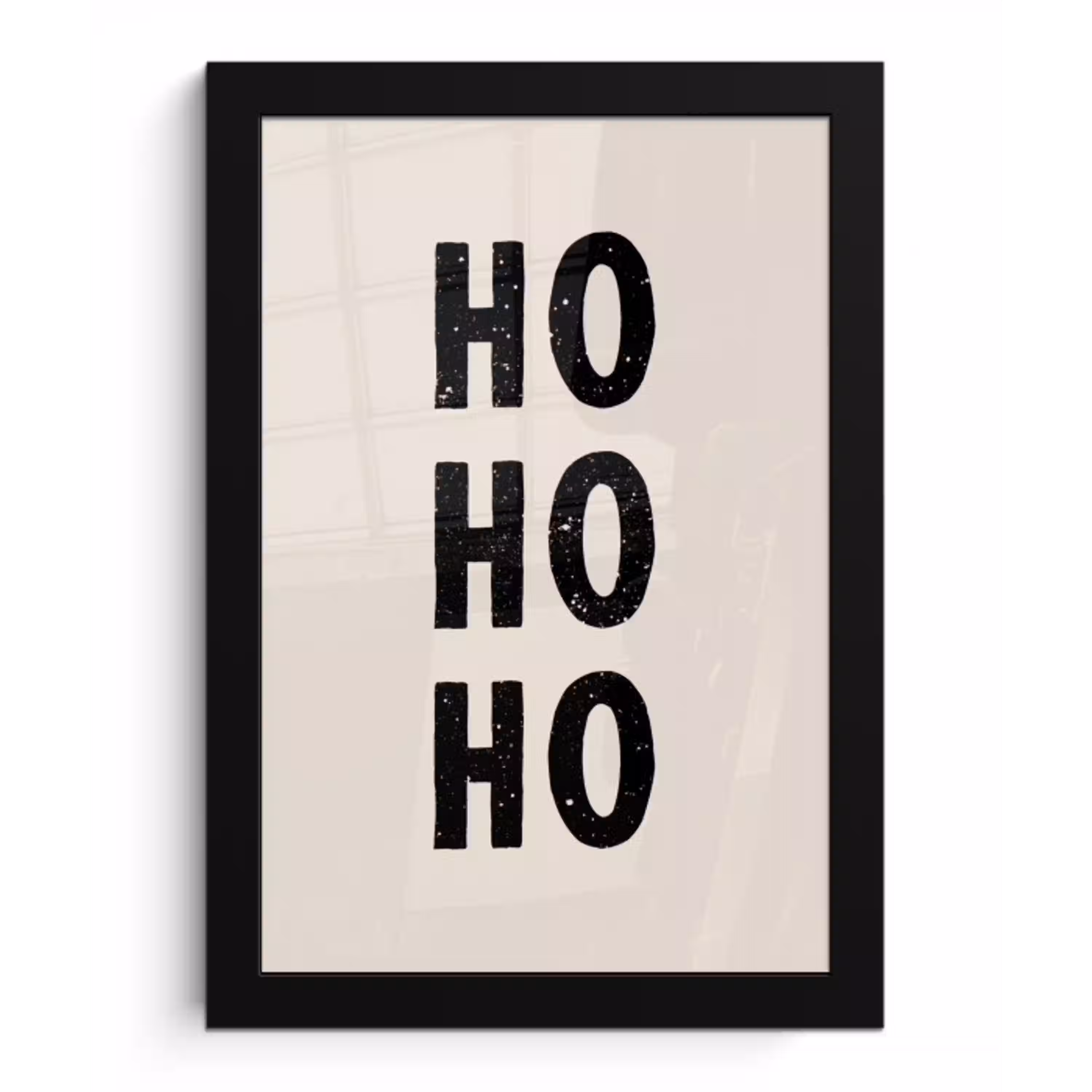 Kerstmis - Ho ho ho - Spreuken - Beige - Kerstman fotolijst zwart zonder passe partout klein -3d