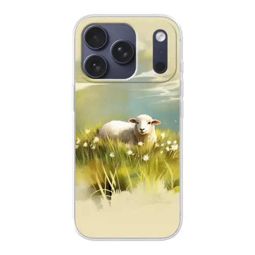 Schaap - Weide - Groen Telefoonhoesje iPhone 17 Pro klein -3d