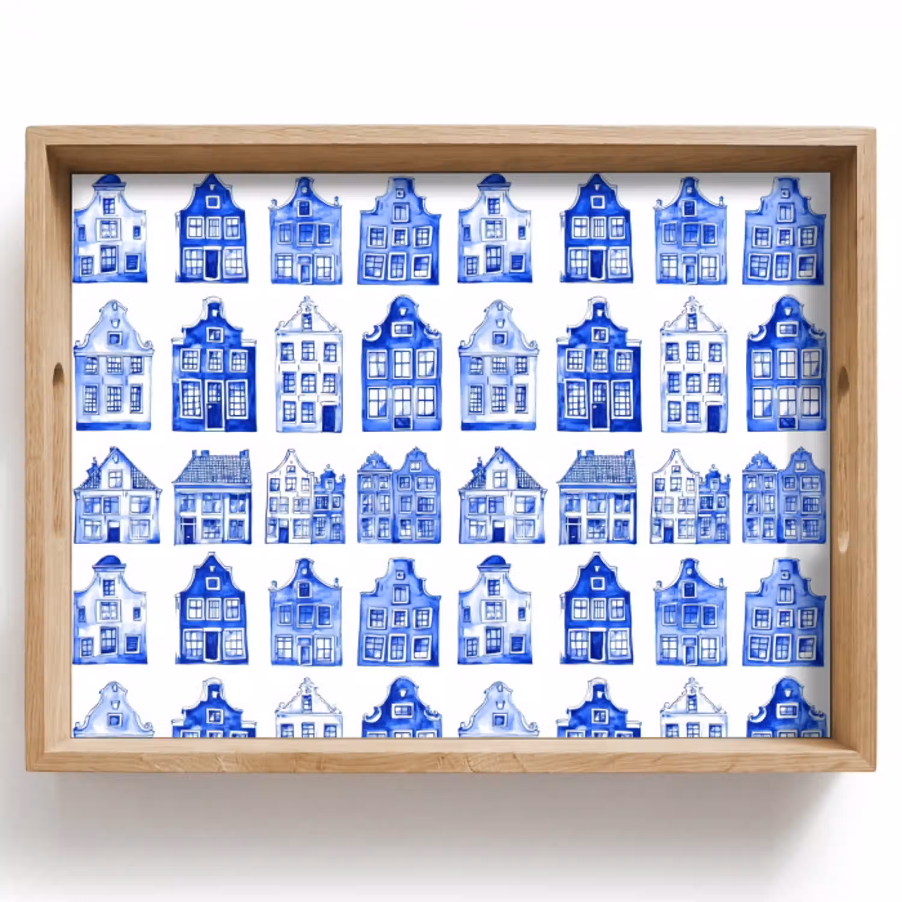 Patroon - Huizen - Blauw Dienblad Rechthoek middel 911 -z3d_shopping