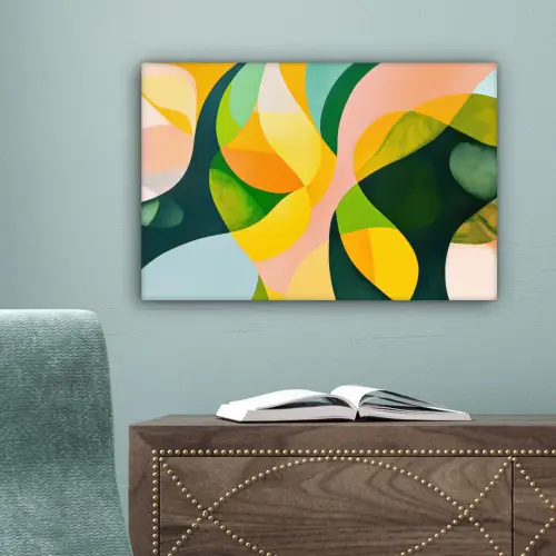Abstract - Geel - Roze - Groen canvas 2cm klein -sfeer4