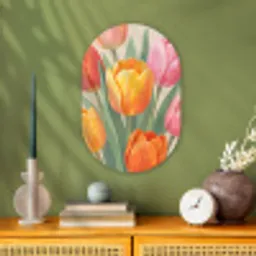 Tulpen - Abstract - Kleurrijk Wandcirkel Ovaal Forex klein -sfeer2
