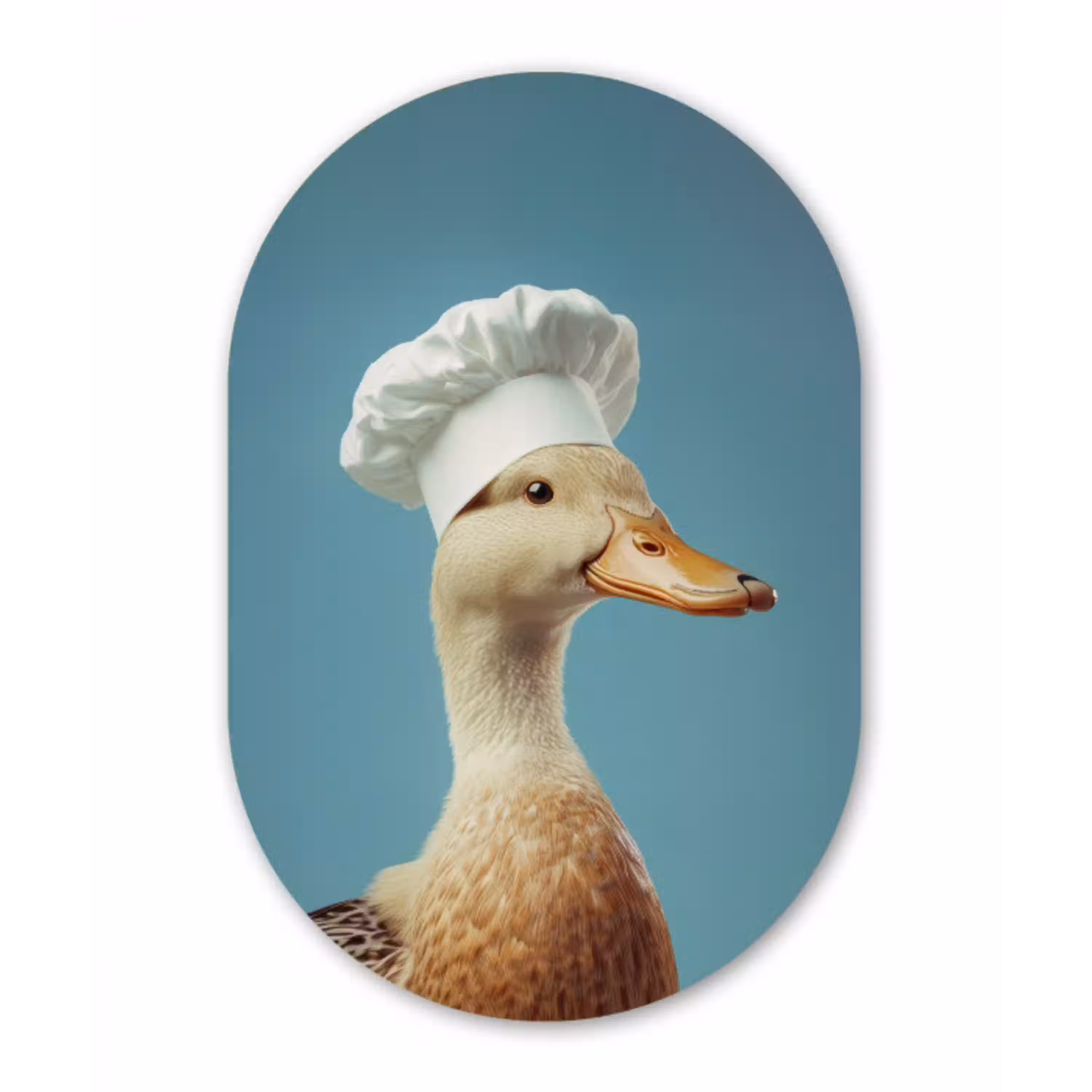 Eend - Koksmuts - Cute - Vogel Wandcirkel Ovaal Aluminium middel -3d