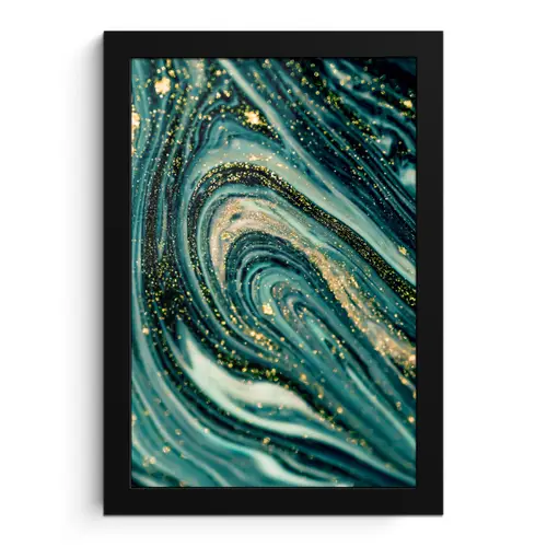 Marmerlook - Luxe - Goud - Turquoise - Glitter fotolijst zwart zonder passe partout klein -3d