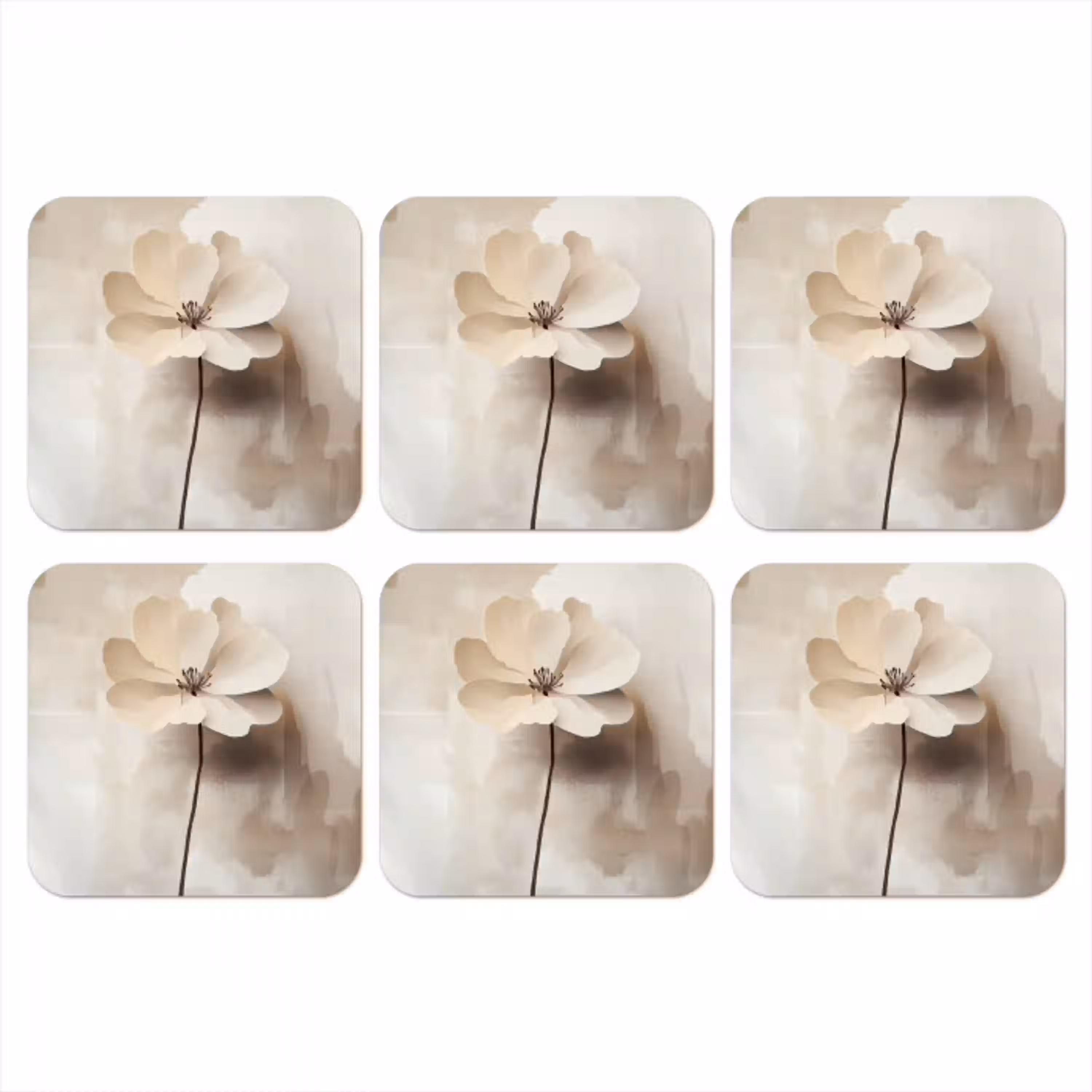 Bloem - Beige - Verf - Schaduw onderzetter kurk middel -3d