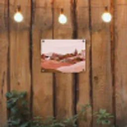 Heuvellandschap - Grafisch - Terracotta tuinposter los doek klein -sfeer1