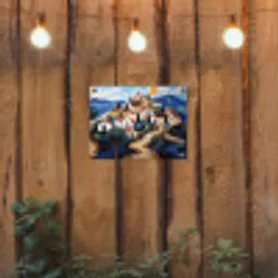 Dorp - Heuvelachtig - Zon - Mozaïek tuinposter los doek klein -sfeer1