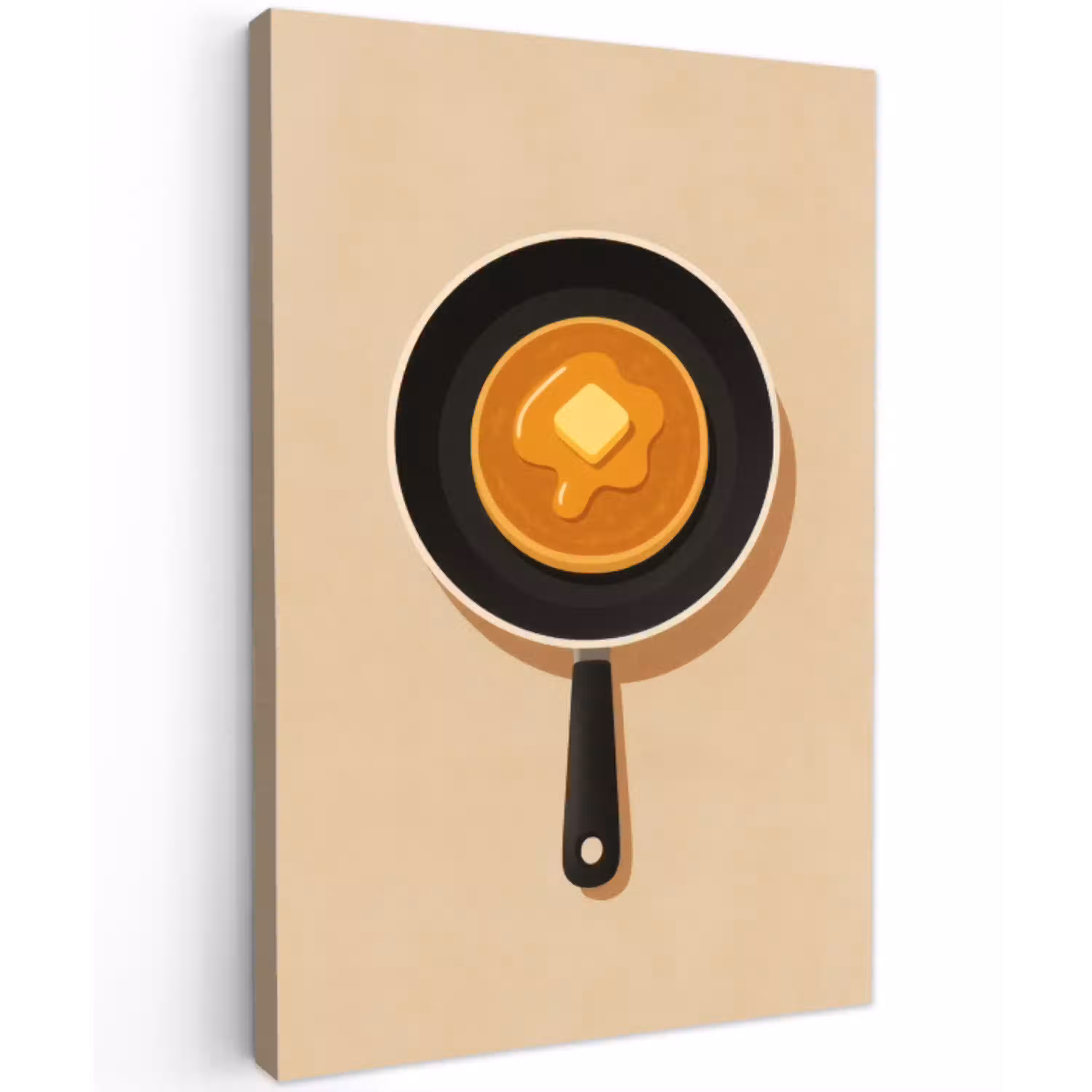 Pannenkoek - Koekenpan - Boter - Minimalistisch Tuinposter op houten frame 2 cm dik middel -3d