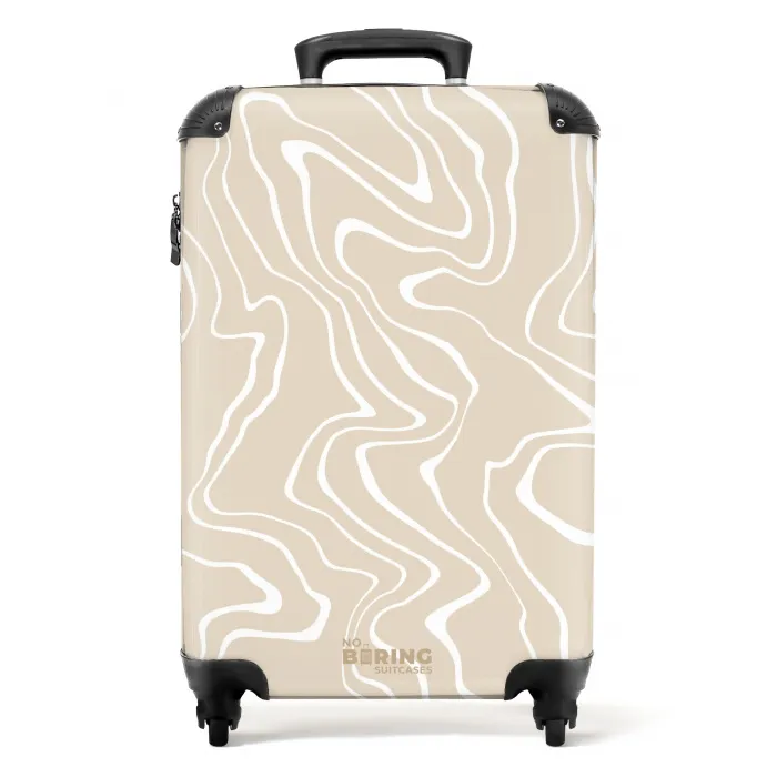 Beige achtergrond met abstracte witte lijnen NBS - Handbagage koffer - Kinderen Unisex middel -productfoto_recht