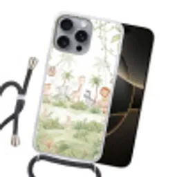 Dieren - Jungle - Pastel Hoesje iPhone 16 Pro Max met koord klein -sfeer1