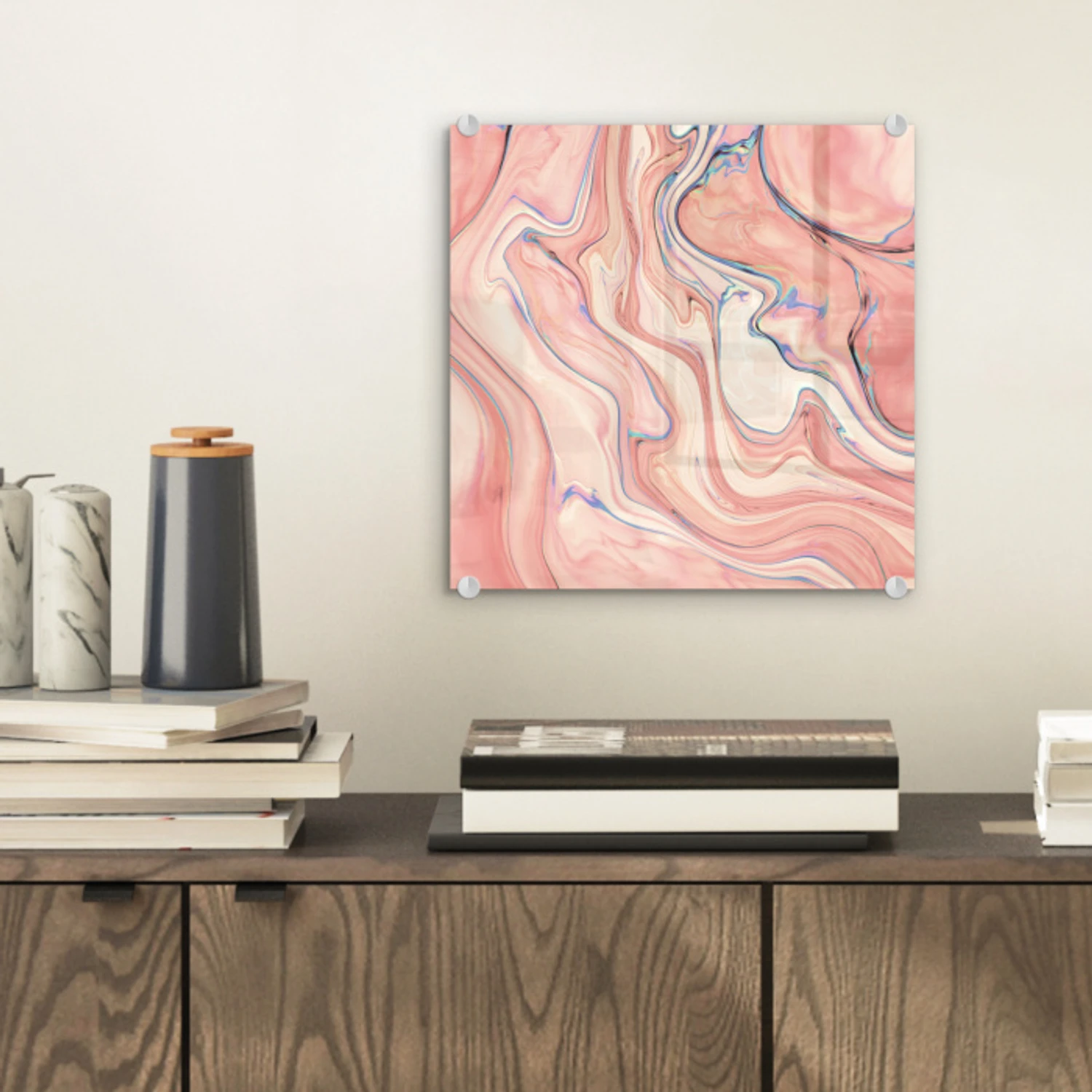 Marmer - Pastel - Roze - Blauw - Marmerlook - Abstract plexiglas 5mm klein -sfeer1