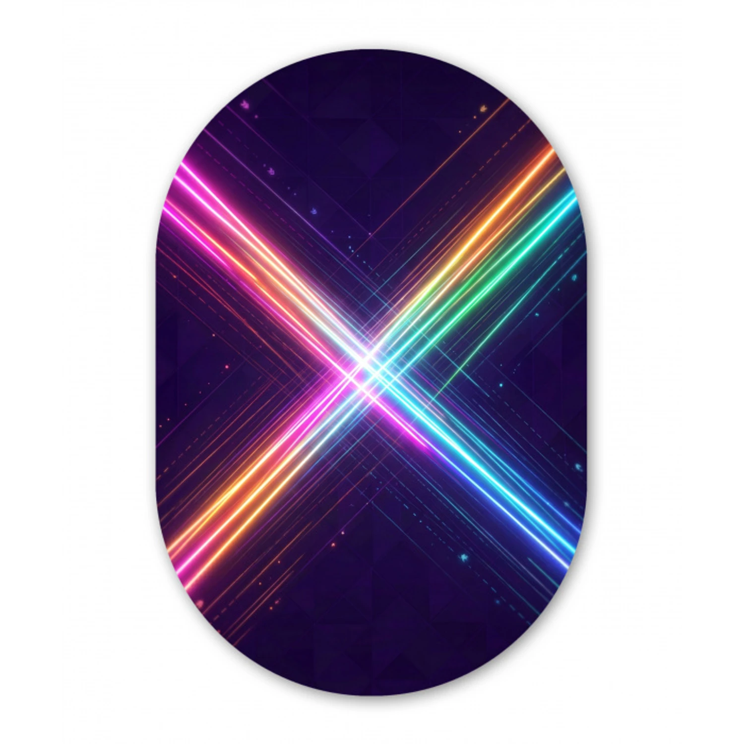 Kruisen - Lasterstralen - Neon Wandcirkel Ovaal Aluminium middel -3d