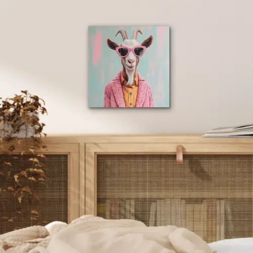 Zonnebril - Roze - Geit - Horen aluminium wit klein -sfeer3