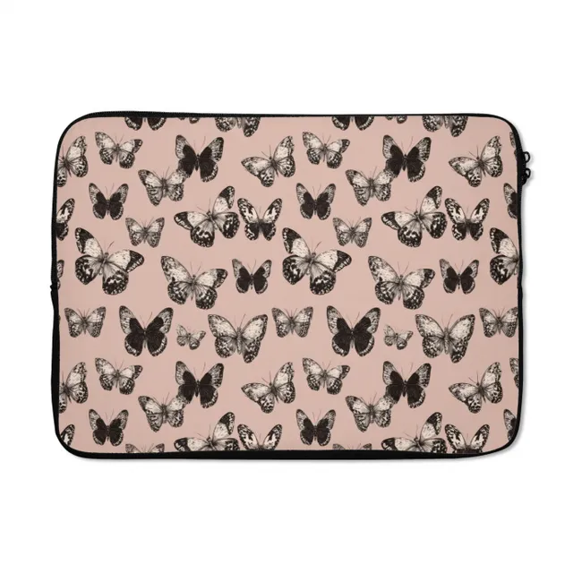 Laptophoes Tijdloos - Vlinders - Perzik
