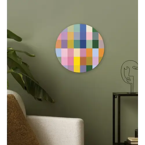 Blokken - Vierkant - Patroon - Gekleurd Wandcirkel kunststof plaat 5mm dik klein -sfeer3