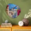 Santorini - Bloemen - Griekenland Wandcirkel Organisch Forex 3mm klein -sfeer2