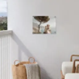 Kust - Klif - Boom - Gebouw tuinposter los doek klein -sfeer8