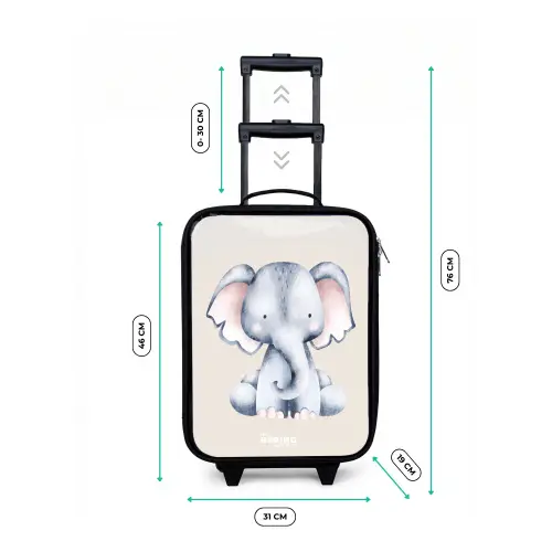 Olifant tekening tegen een beige achtergrond Kinderkoffer - Zwart klein -productfoto_formaten