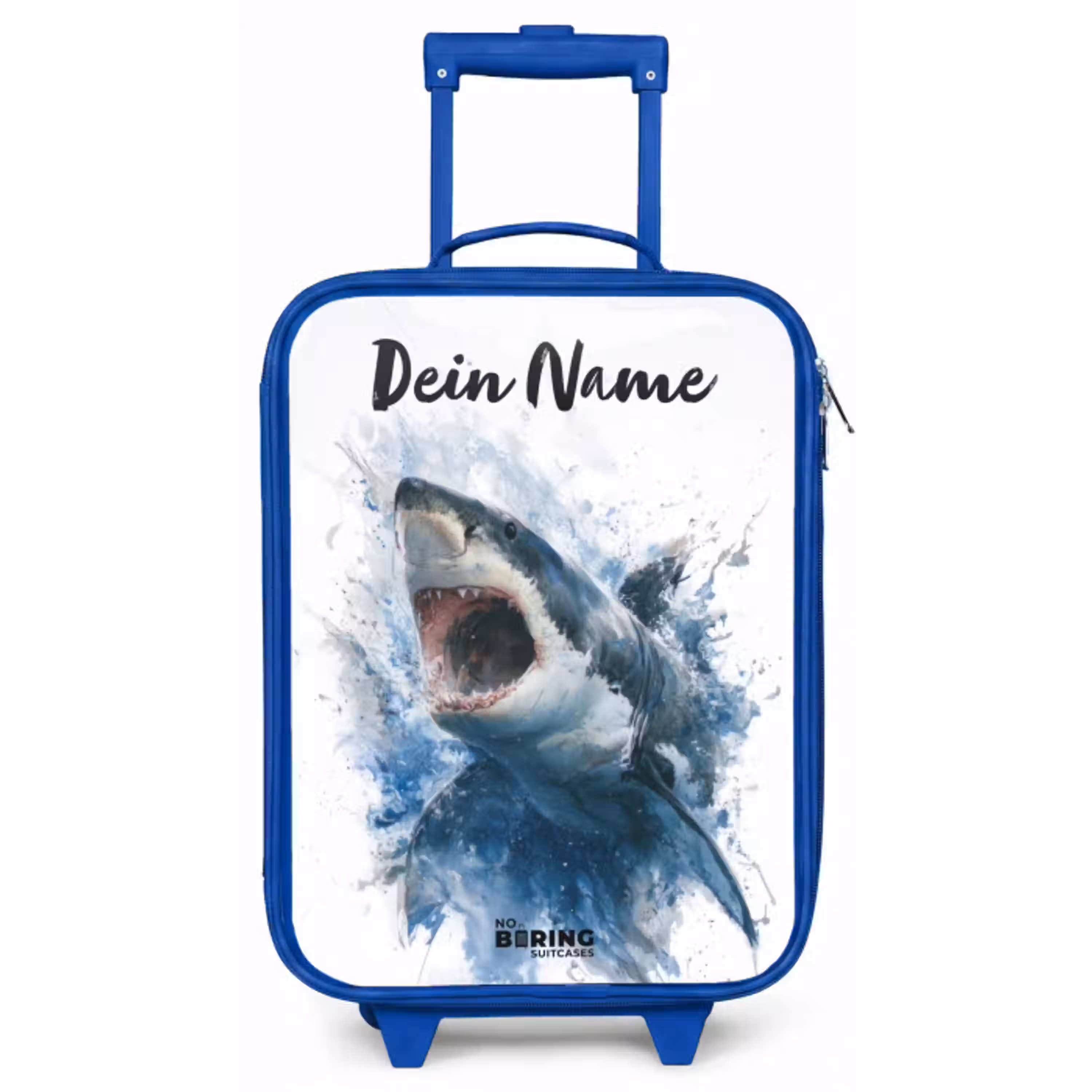 Aanvallende haai in waterverf Kinderkoffer - Blauw klein -zz3dotto