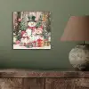 Sneeuwpop - Familie - Kleurrijk aluminium wit klein -sfeer2