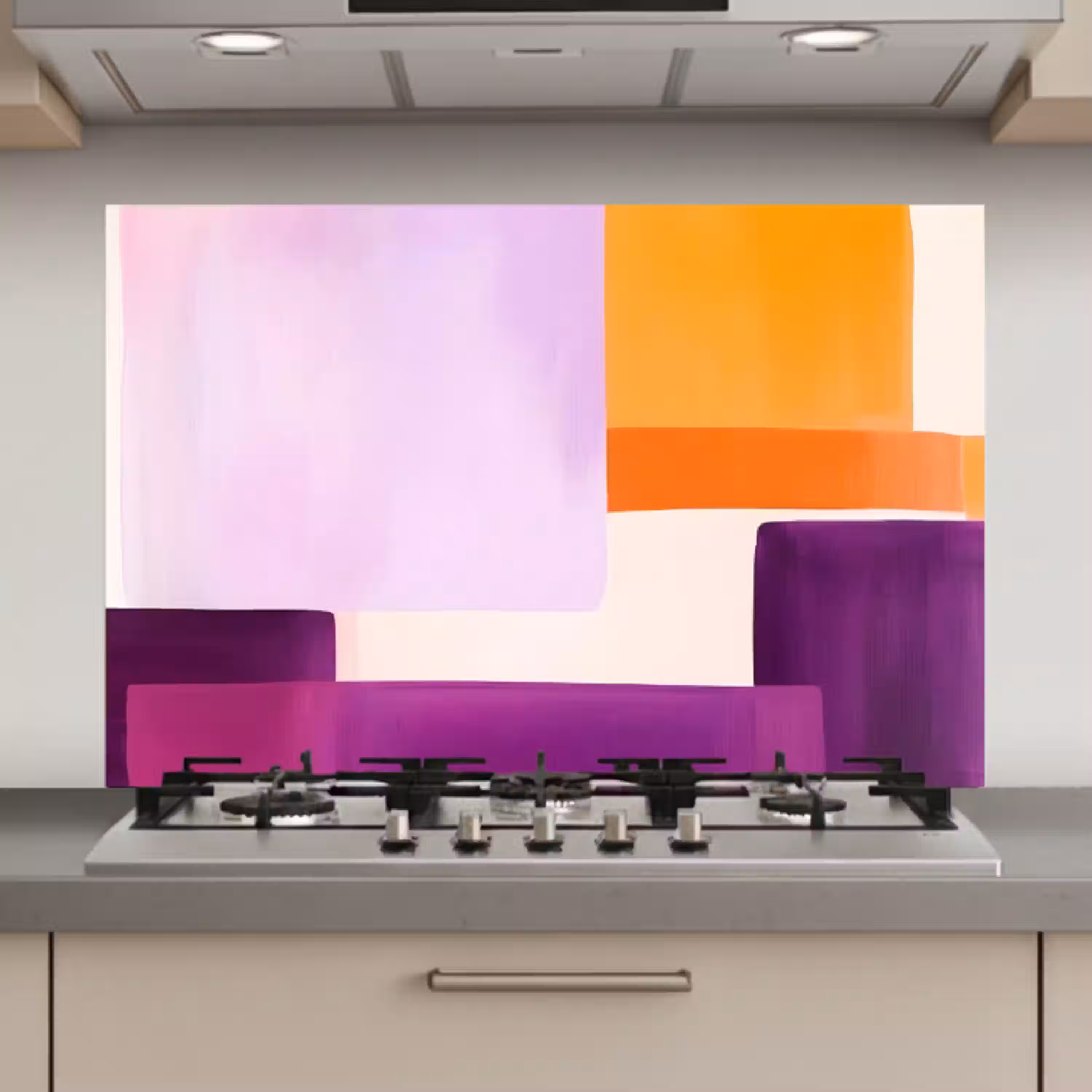Vlakken - Abstract - Rechthoekig - Oranje keuken achterwand spatscherm klein -3d_website