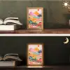 Kleurrijke bloemen - Bergen - Fantasielandschap Light Box met kabel (Tafellamp) klein -sfeer3