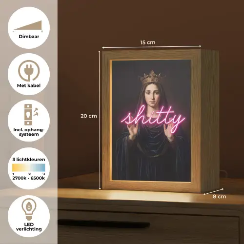 Ironisch - Tekst - Neon Light Box met kabel (Tafellamp) klein -USP_NL