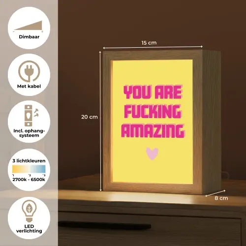 Geel - Valentijn - Tekst Light Box met kabel (Tafellamp) klein -USP_NL