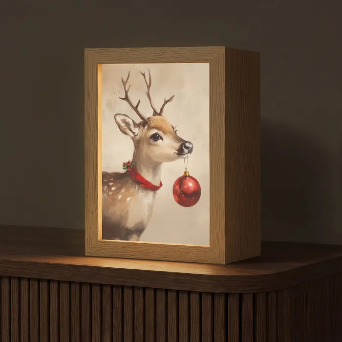 Kerst - Hert - Gewei - Kerstbal - Rendier Light Box met kabel (Tafellamp) klein -z3d_website
